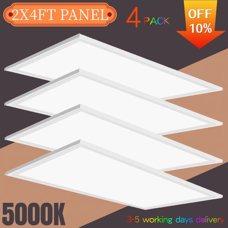 2x4FT 75W 5000K LED Troffer Panel Light 0-10V Dimmable Drop Ceiling Light 4PCS