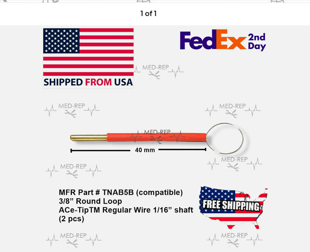 Ellman Surgitron Electrode TNAB5B - 3/8” Round Loop ACe-Tip Regular Wire ( 2pcs)