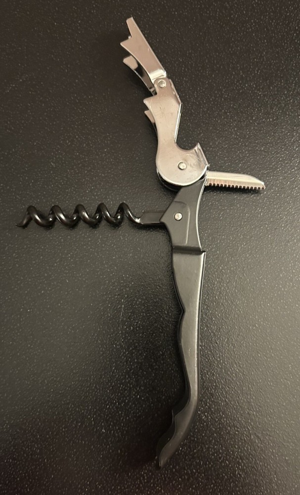 Corkscrew Bottle & Wine Opener - Stainless Steel Black Multitool