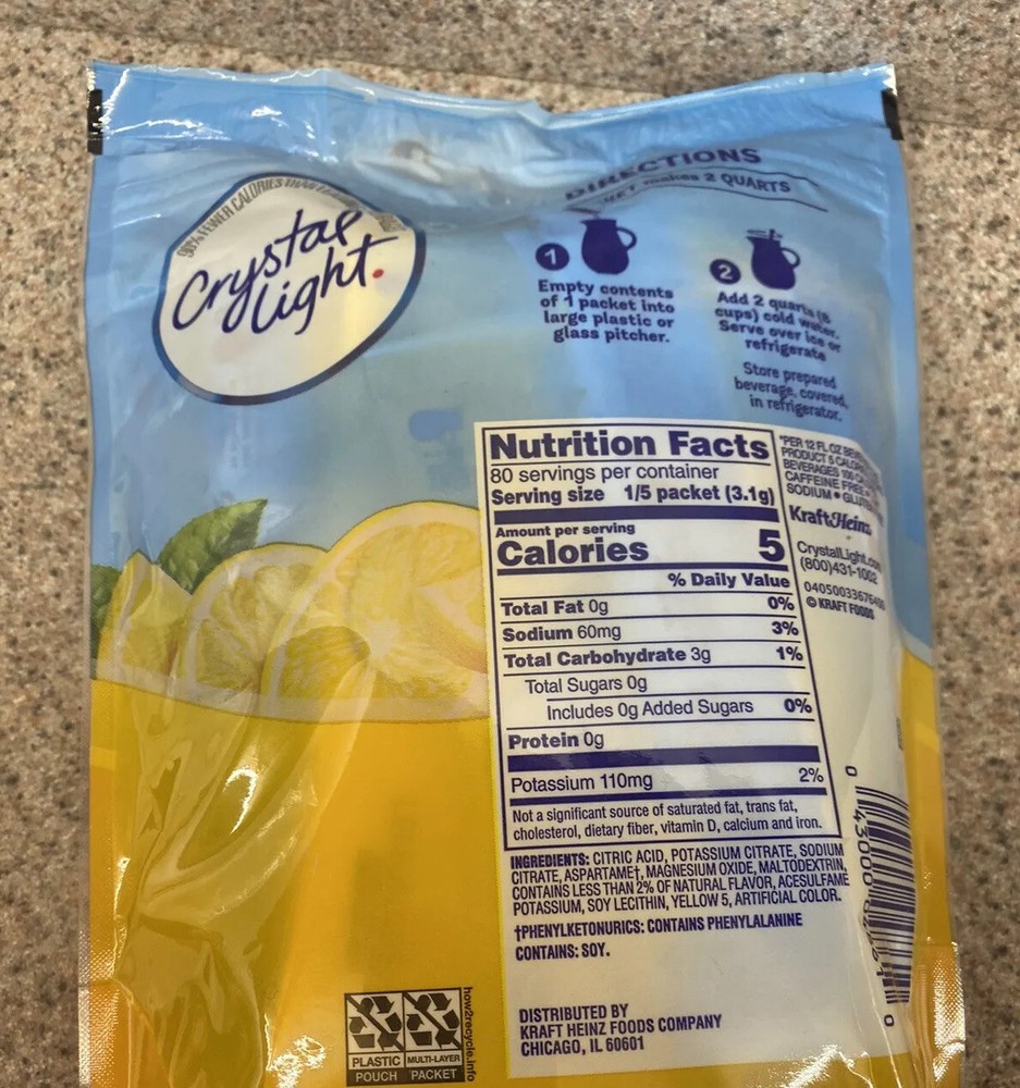 Crystal Light Lemonade Drink Mix 16 Packets- Makes 32 Quarts - (2 PACK)