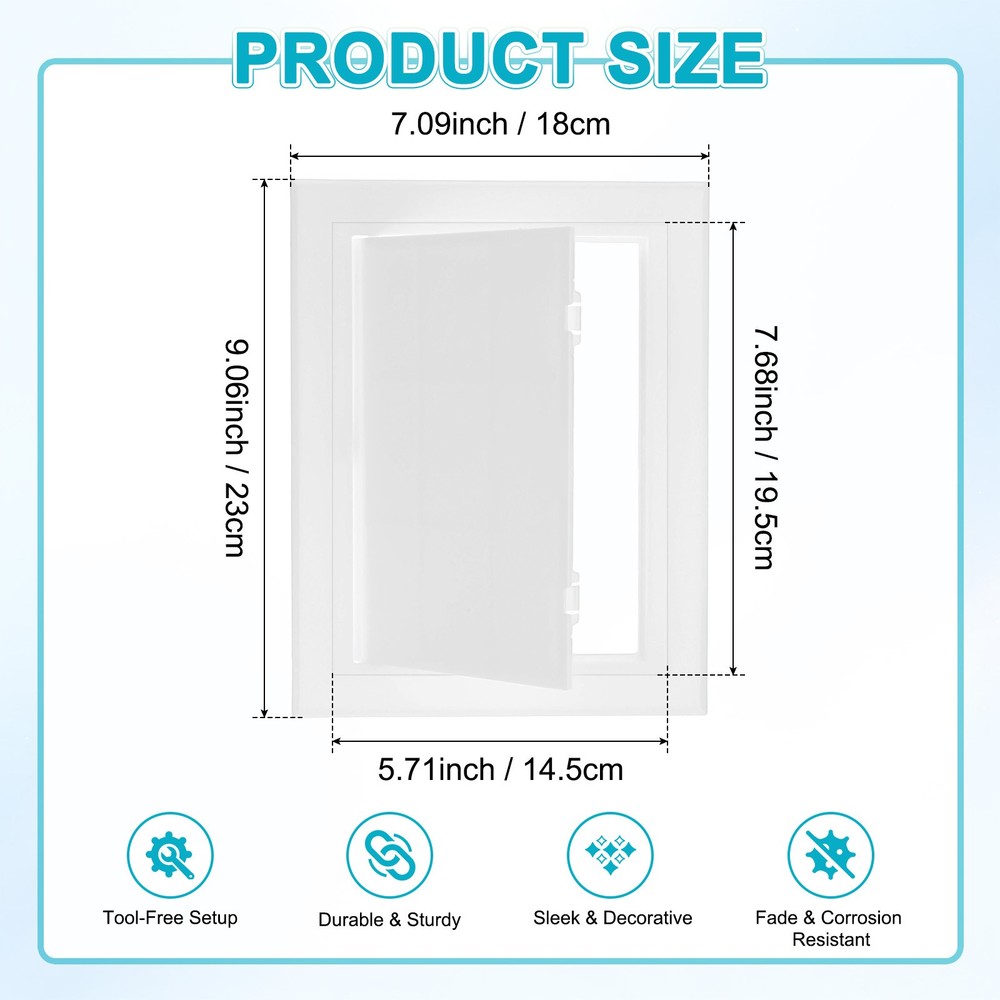1-Pack Access Panel for Drywall, 5.7x8" Plastic Wall Hole Cover [White]
