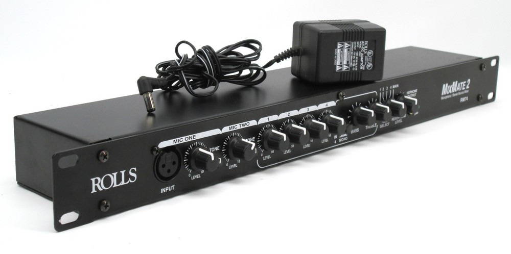 Rolls MixMate 2 RM74 Microphone / Stereo Source Mixer w/ PSU