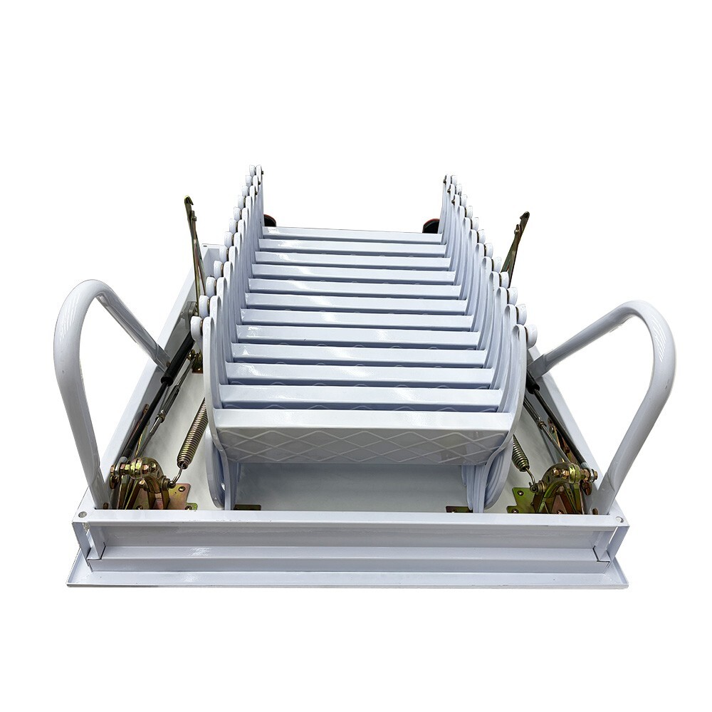 9.84Ft 12 Steps White Attic Pull Down Ceiling Ladder Stairs 31.5'×35.43'' Open