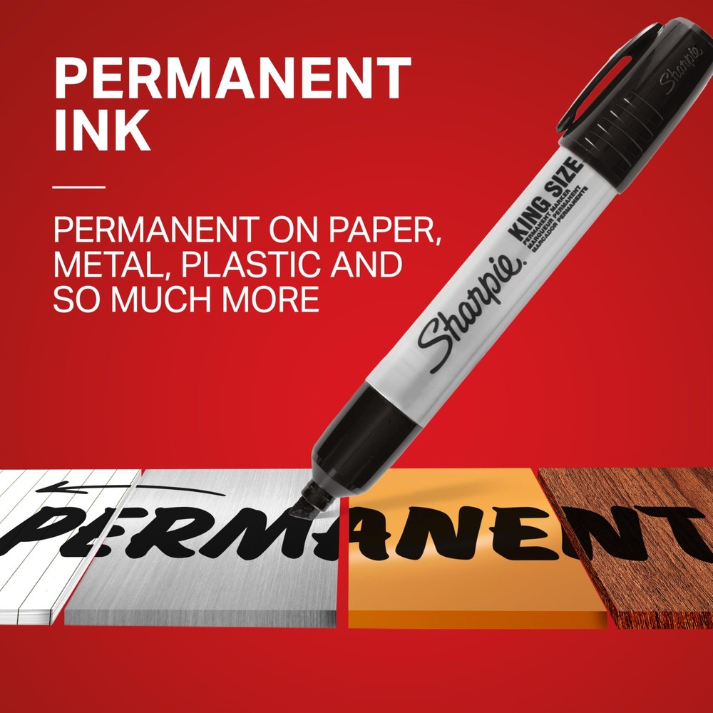 Sharpie King Size Permanent Markers, Large Chisel Tip, Red, 12 Count Office,...