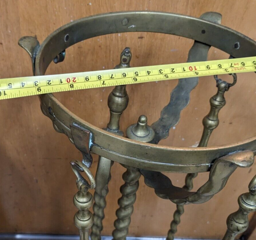 Vintage Brass Fireplace Tool Set Barley Twist