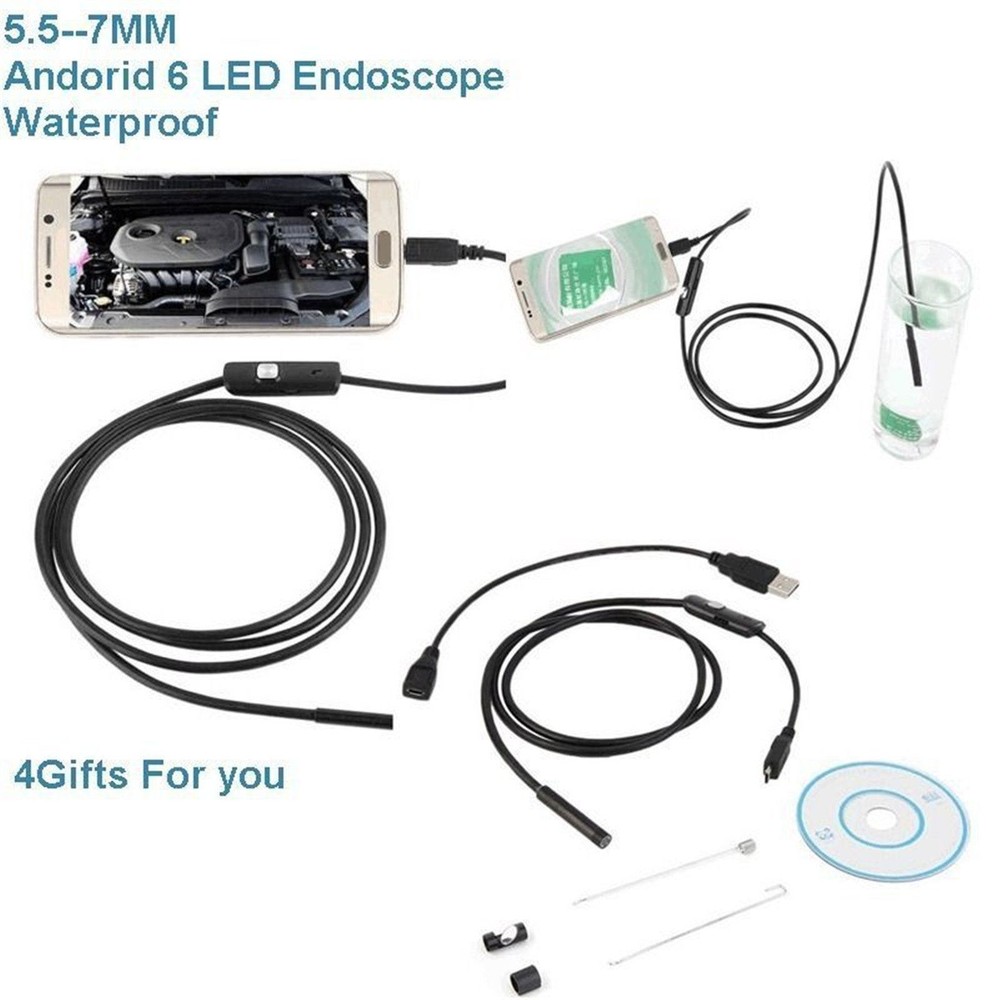 2M Mini Android Endoscope Waterproof Borescope Micro USB Inspection Video Camera