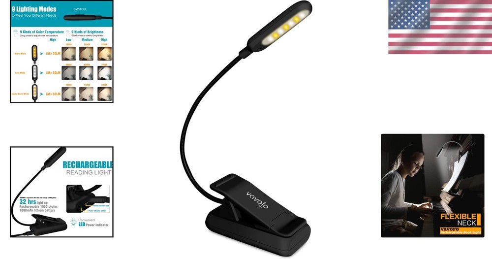 Versatile Reading Light with 7 LEDs, 9 Brightness Modes & Power Indicator