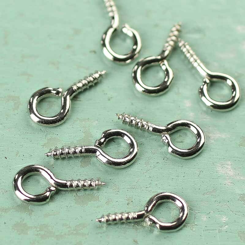 Silver Metal Screw Eyes | 96 Pieces