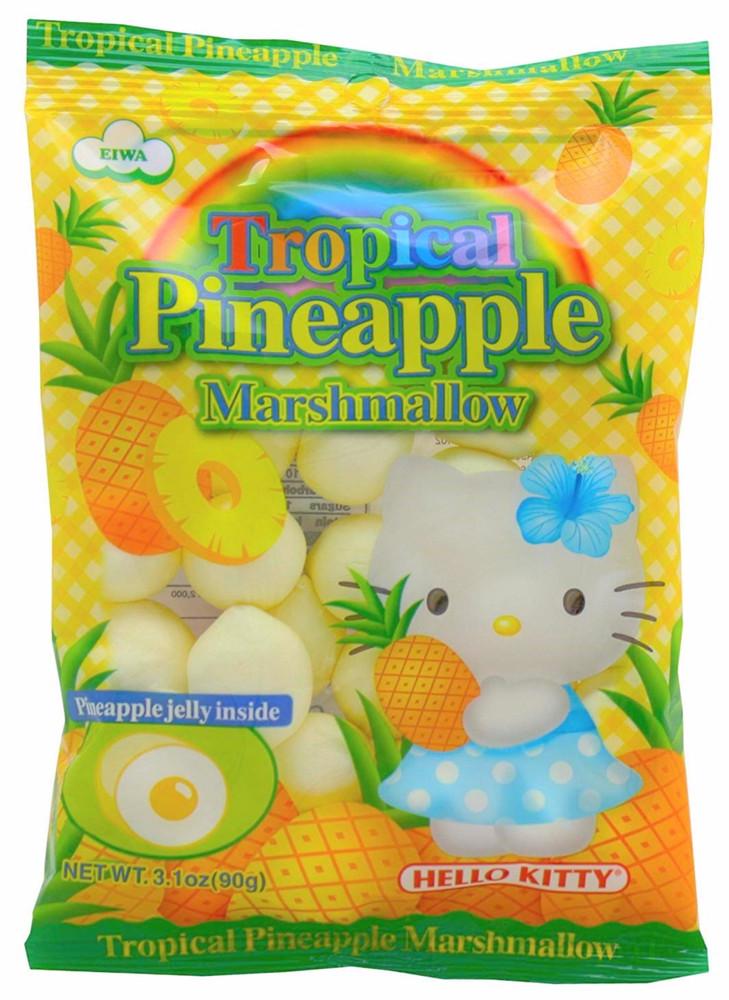 Two(2) Packs HELLO KITTY Pineapple & Mango Marshmallow Candy W/ Jelly 3.1 oz x2