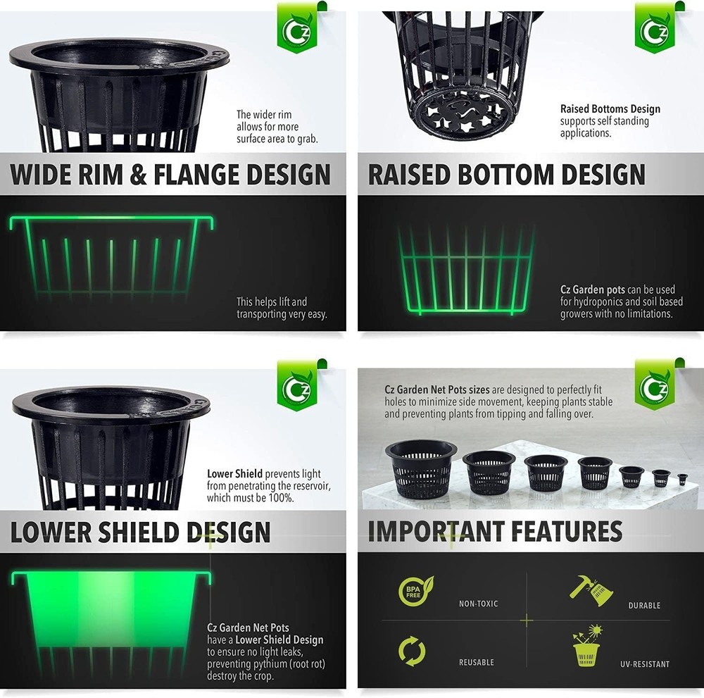 Hydroponic Essentials: 25 Black 3-Inch Net Pots with Drainage for Healthy Growth