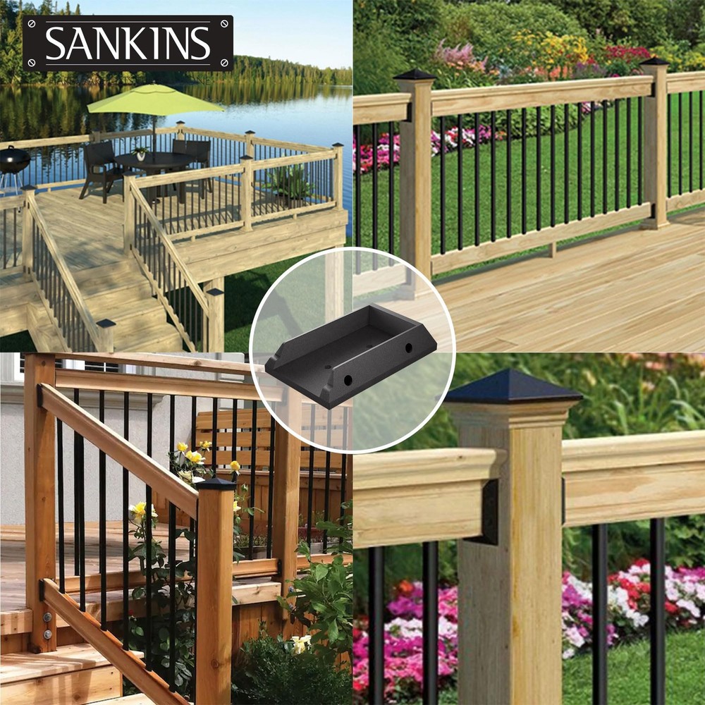 SANKINS 20pcs Deck Railing Brackets, 2x4, Black, PP Plastic, Mounting Type: R...