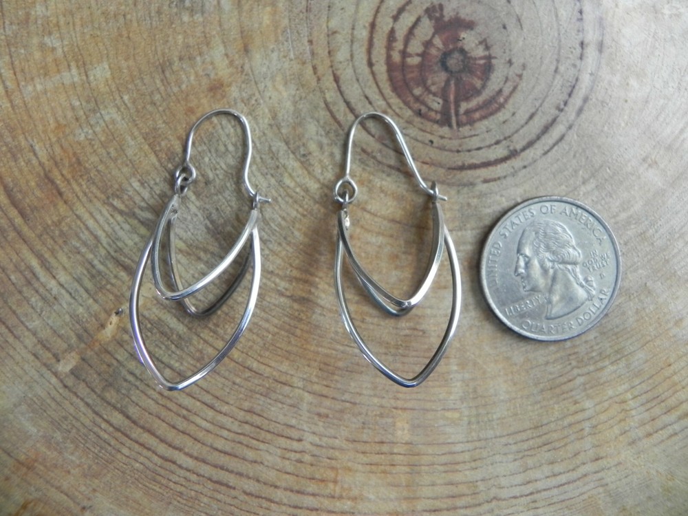 Sterling Silver LEAF Shaped Dangle Earrings