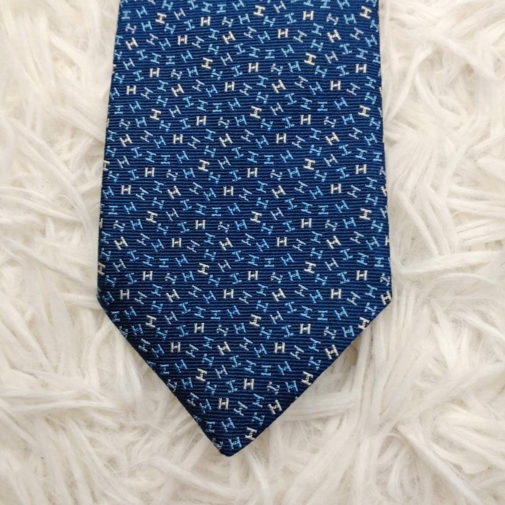 Hermes Silk Tie All Over Navy
