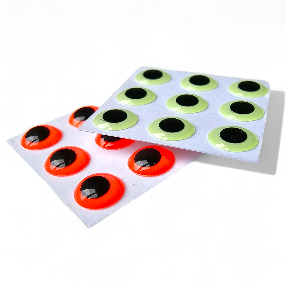 3D Glow in the Dark Epoxy Eyes - 50 Per Pack - Fly Tying Materials