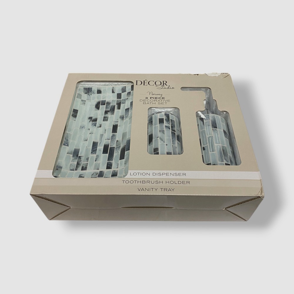 Decor Studio Blue Norway Mosaic 3-pc Bath Accessory Set