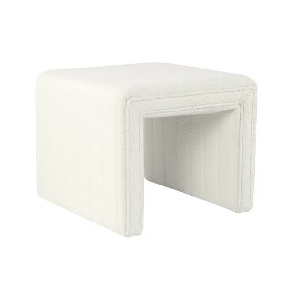 Cream Boucle Channel Decorative Ottoman