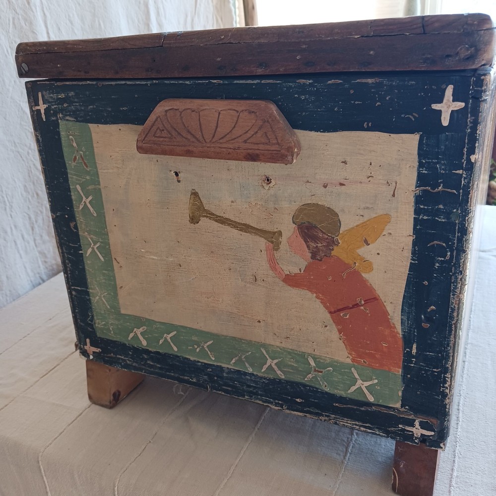 Antique English Folk Art Storage Chest