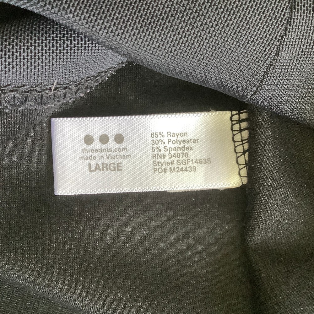Three Dots Navy Black Pull On Stretch Cropped Comfort Leggings Pants Size Large