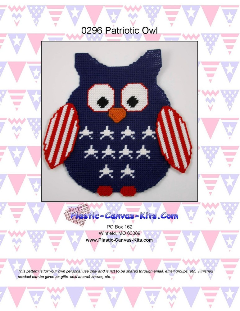 Patriotic Owl Wall Hanging-Plastic Canvas Pattern or Kit