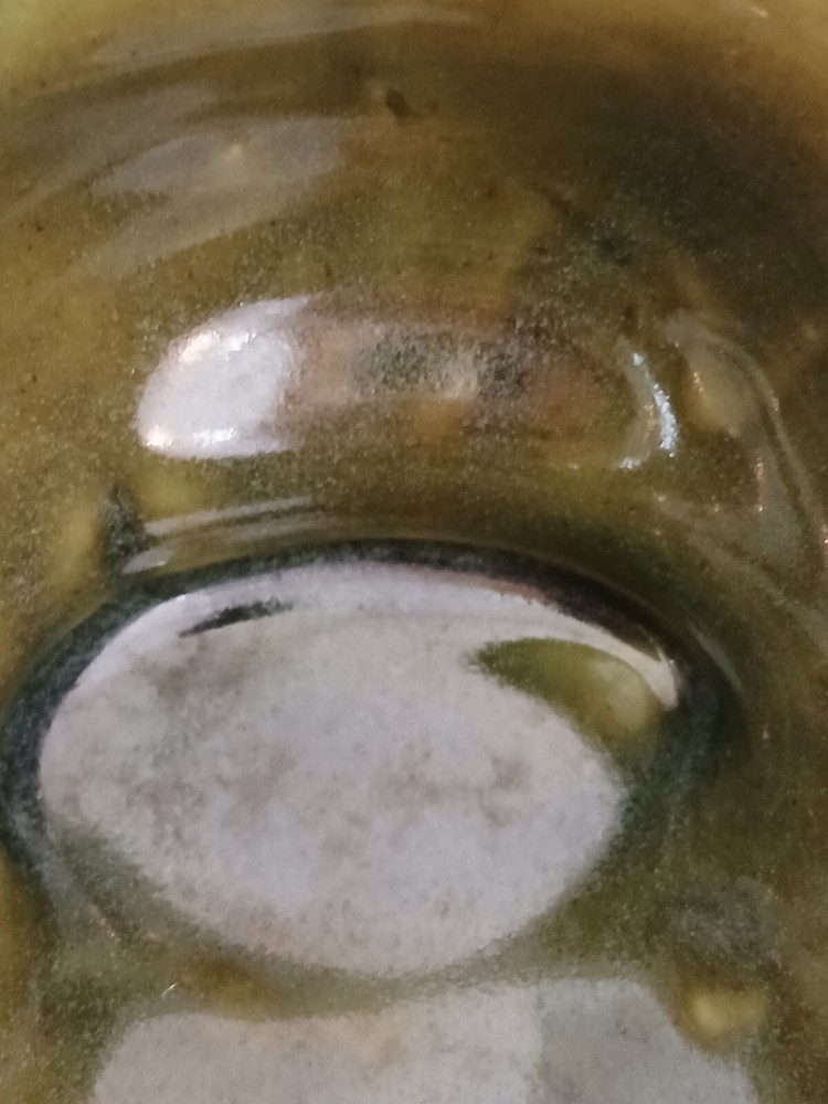 Olive Green Footed Oval Shaped Fleur De Lis Ceramic Planter6.6"x3.25"