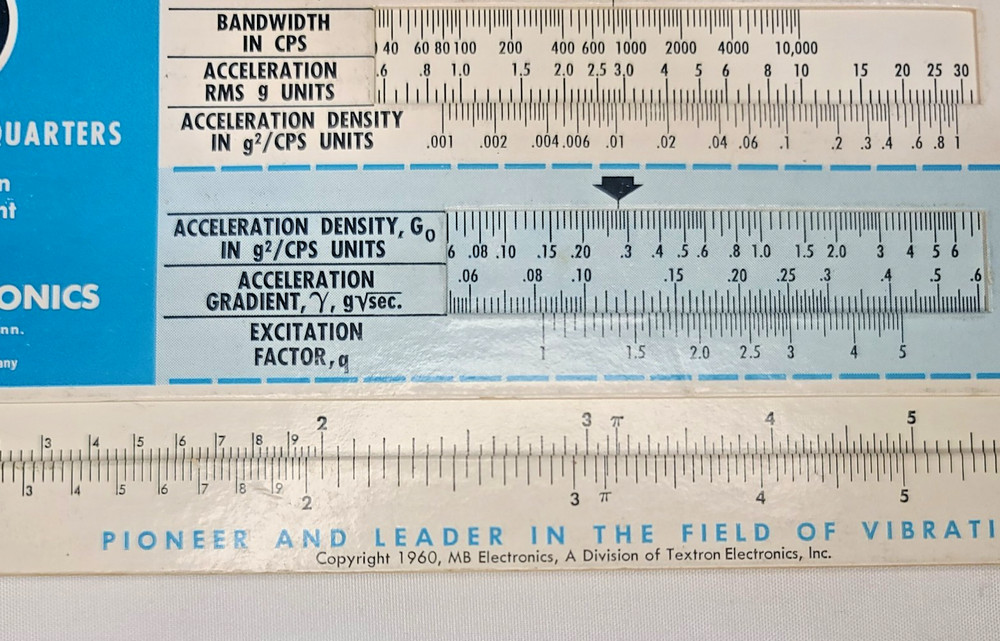 1960 MB Electronics Vibration Computer Slide Chart/Rule-Nice