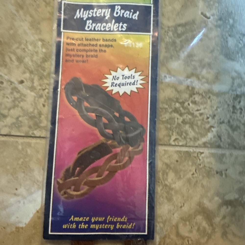 Mystery Braid Bracelets Kit 4136 Pre-Cut Leather Bands No Tools Required