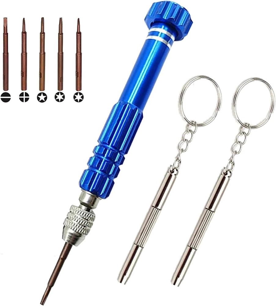 5-in-1 Precision Screwdriver Set with Mini Keychain for Eyewear & Electronics