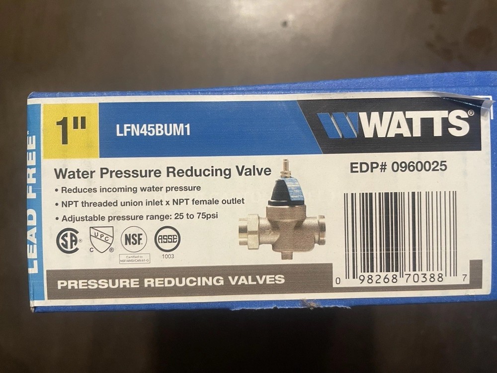 Watts 1 in. Double Union Lead-Free Brass Water Pressure Reducing Valve