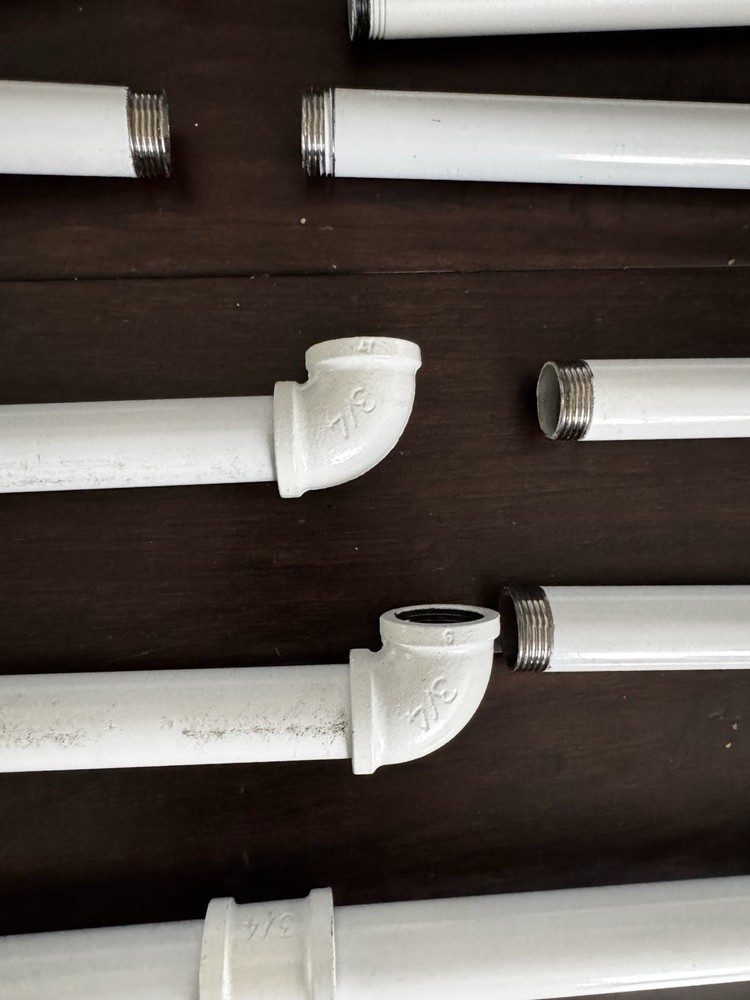 white industrial pipe clothing bars (full set)