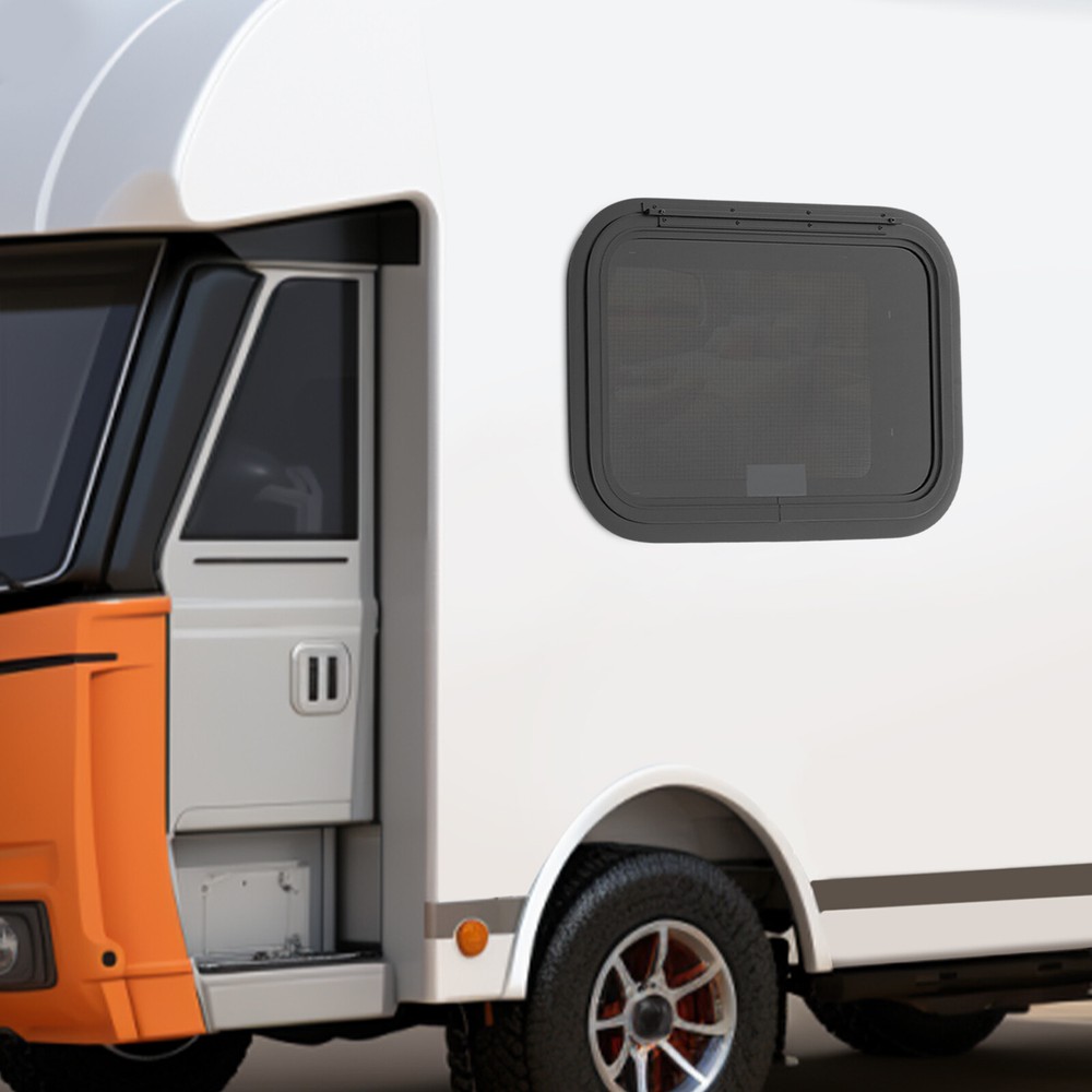 22" x 15" RV Exit Window W/ Trim Ring&Screen, 30-40° Push Out Camper Vent Window
