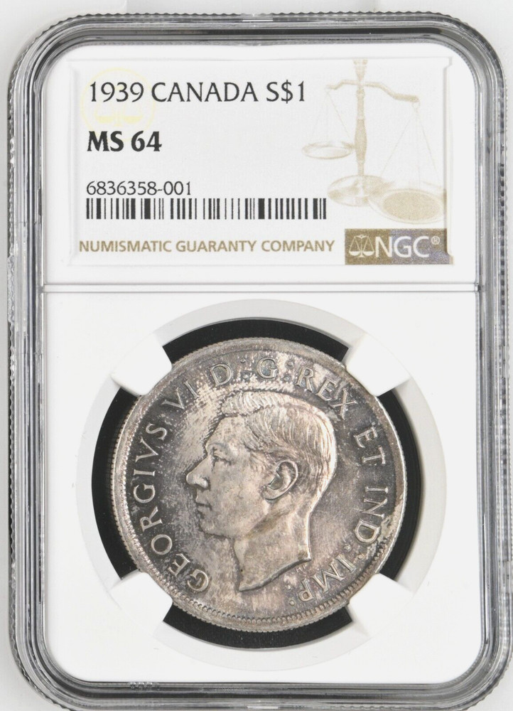 1939 Canada $1 Silver Coin NGC MS 64