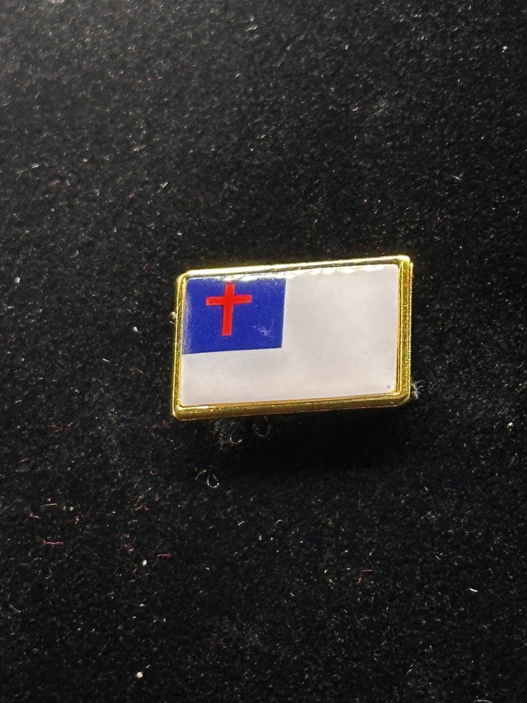 Small Christian flag lapel pin new