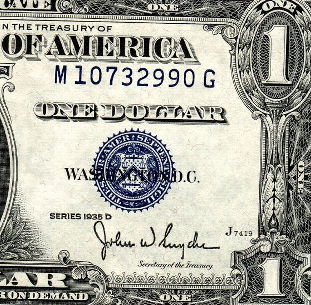 1935D $1 SILVER CERTIFICATE BLUE SEAL GEM UNCIRCULATED