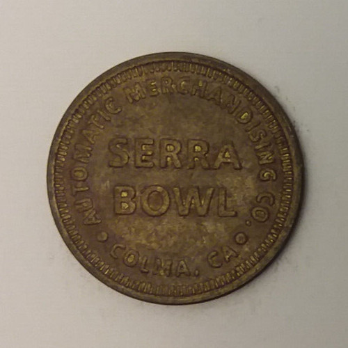 Serra Bowl Colma, CA Arcade Game Token 24mm