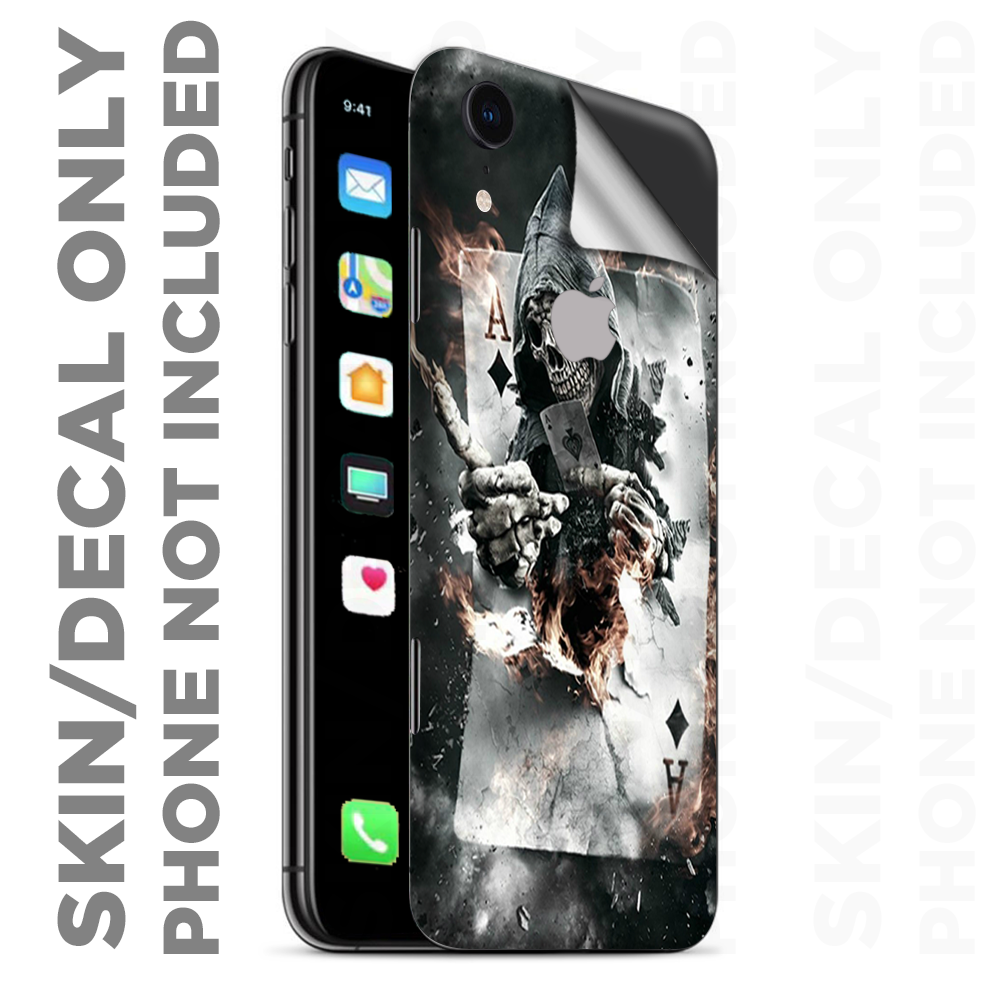 Skins Decal Wrap for Apple iPhone XR - Ace Diamonds Grim Reeper Skull