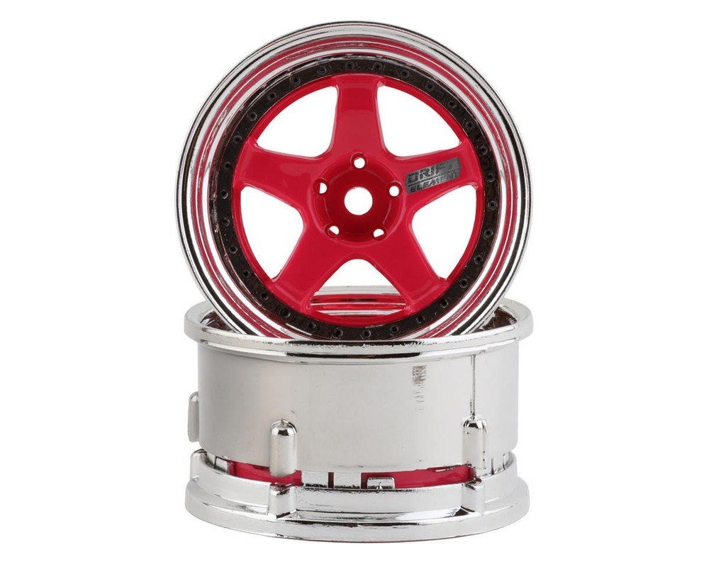 DS Racing Drift Element 5 Spoke Drift Wheels (Pink Face/Chrome Lip/Black Rivets)