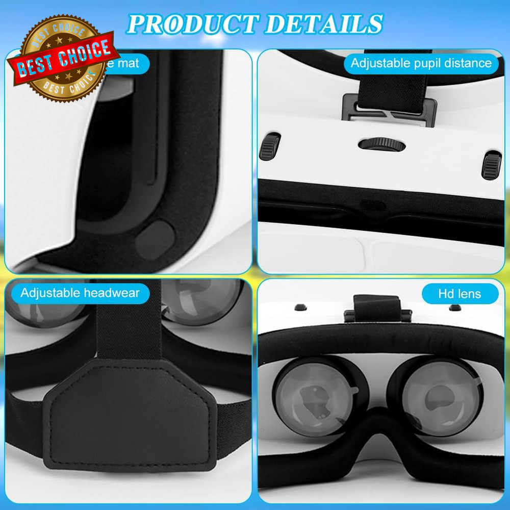 Virtual Reality Goggles, 3D VR Glasses Adjustable VR Virtual Reality Headset wit
