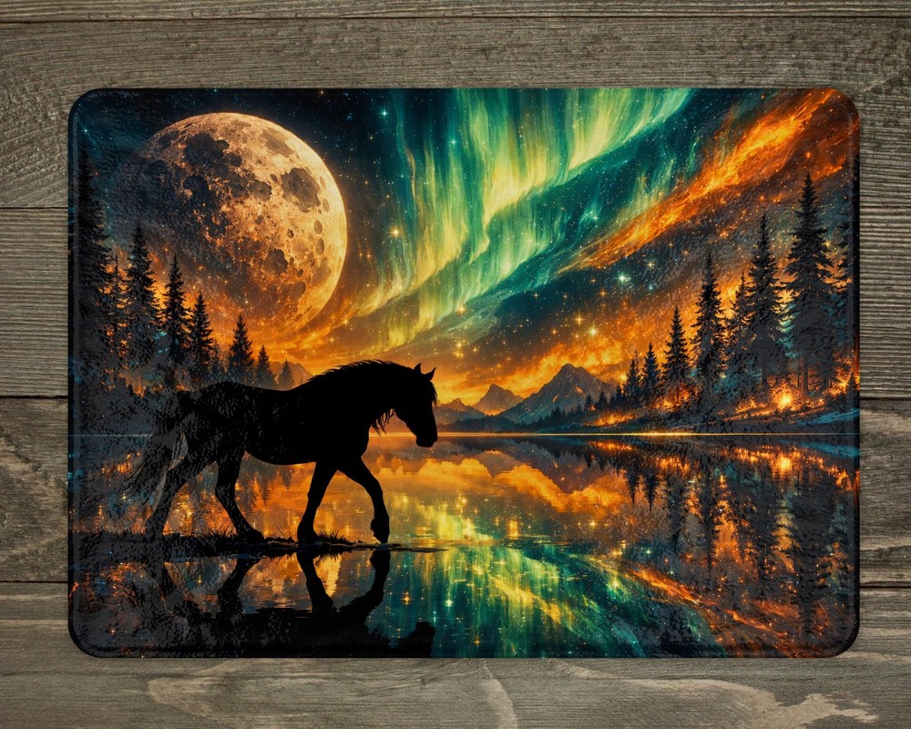 Tempered Glass Cutting Board Aurora Horse Personalized Kitchen Decor