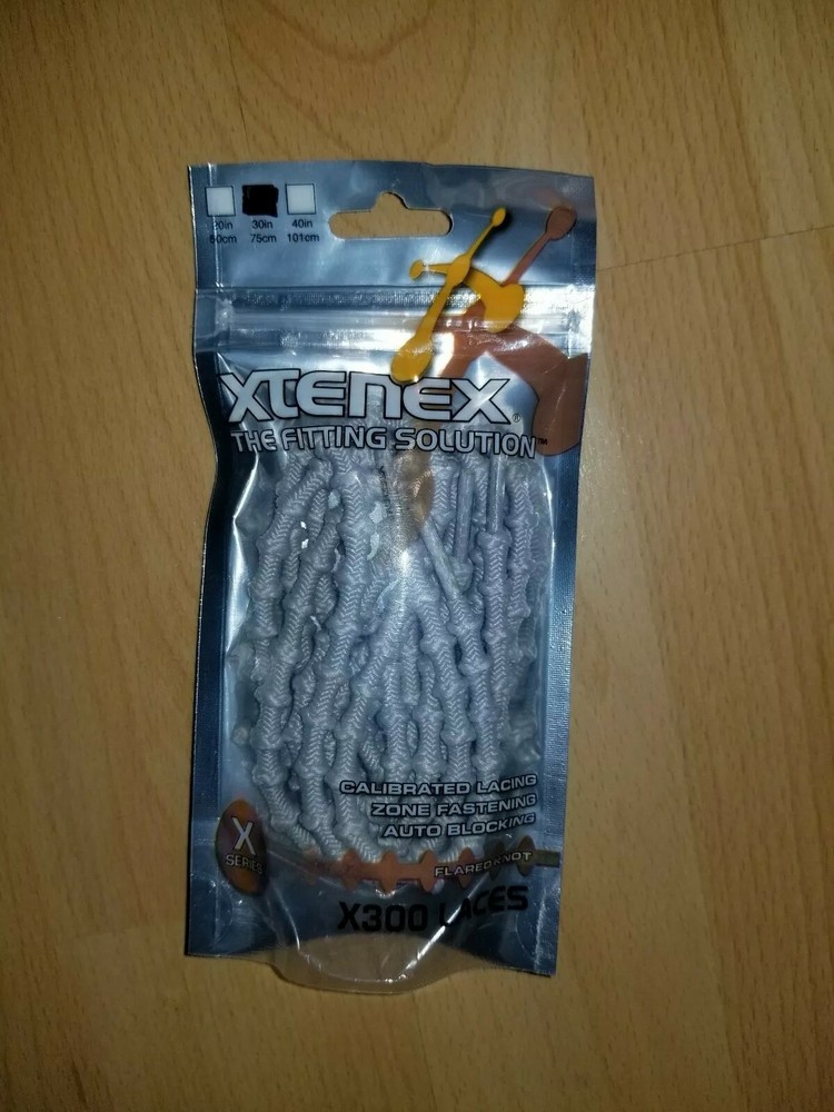 NEW In Package Xtenex Stretch Laces 30"/75cm Light Grey