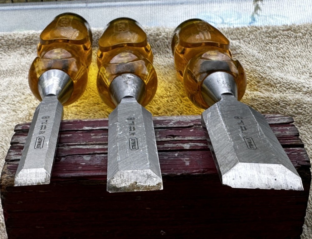 VINTAGE STANLEY 3 PC CHISEL SET AS PICTURED