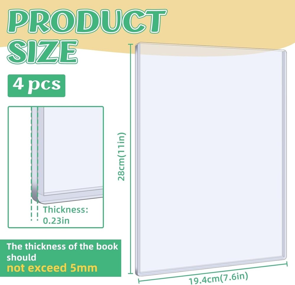 4 Pack Hard Plastic Comic Book Holders, Clear Comic Book Display Sleeves Prem...