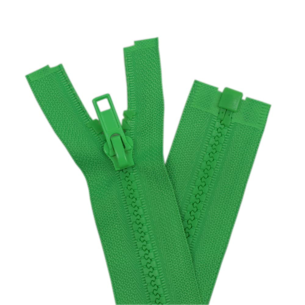 2PCS 5 26 inch Separating Jacket Zippers, Green, Molded Plastic, Bulk, Sewing