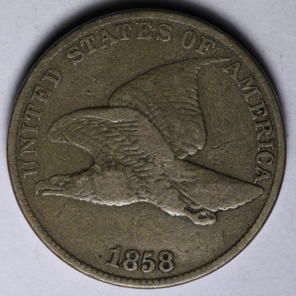 1858 LL Flying Eagle Cent Penny VF+ E105 ORHD