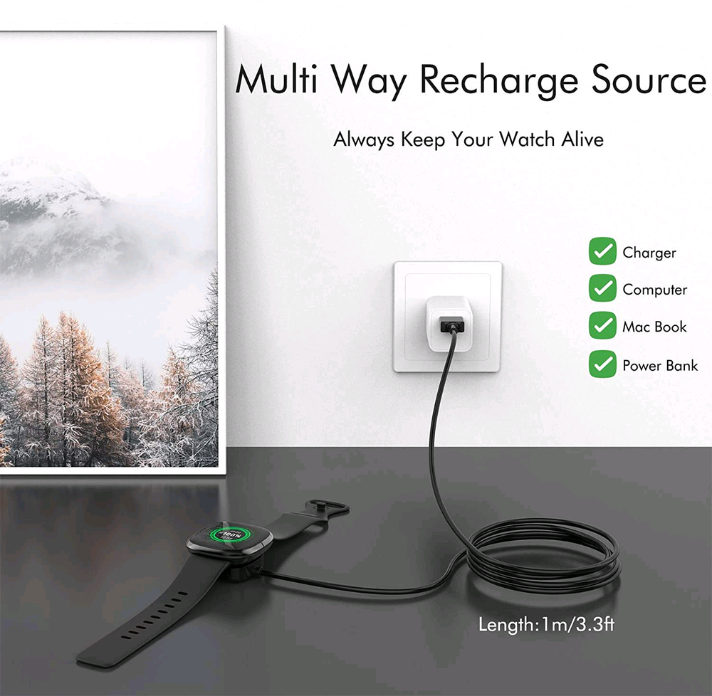 2 pcs Wireless Charger For Fitbit Sense 1 2 /Versa 3 4 USB Fast Charging Dock US