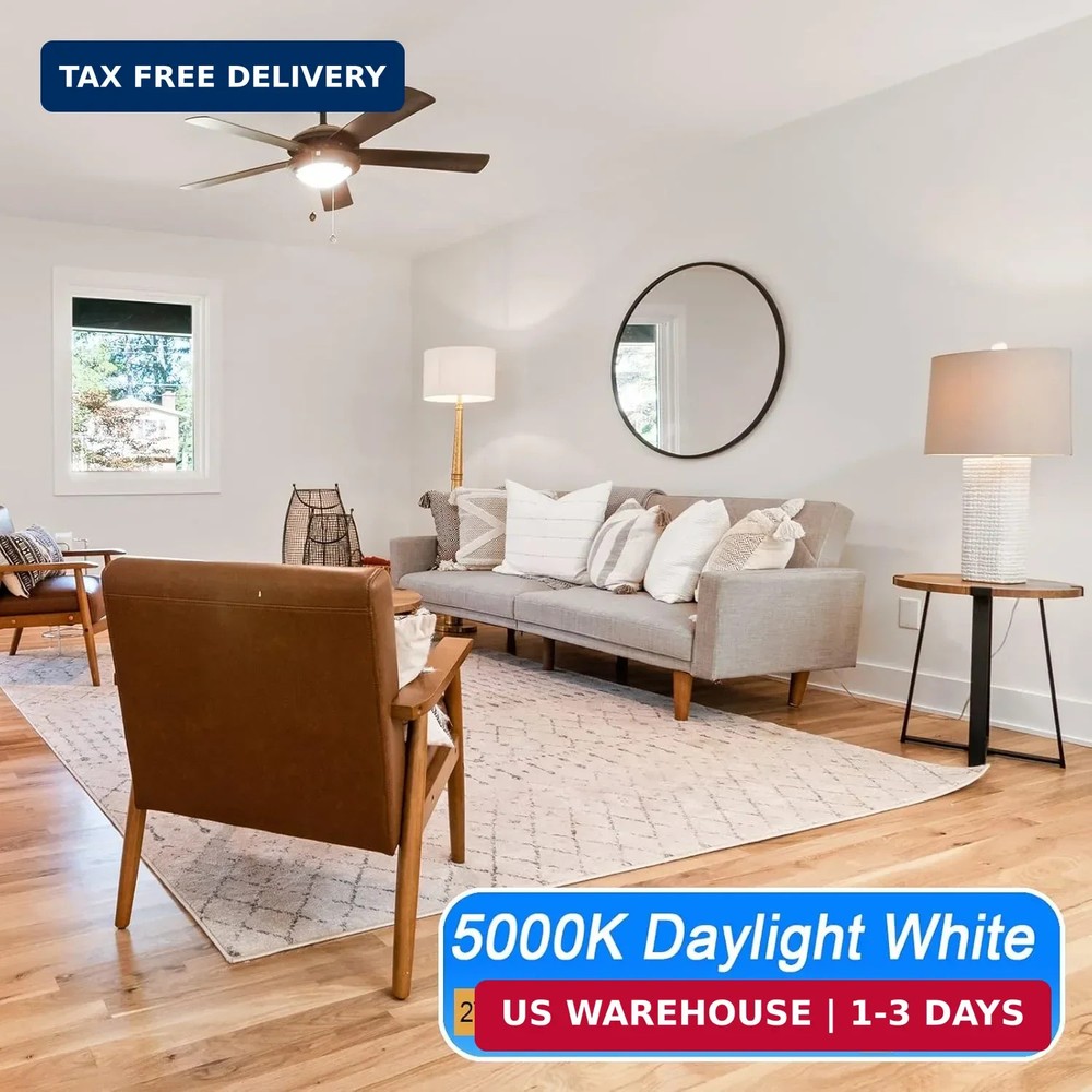 8 Pack E12 Ceiling Fan Light Bulbs, 60W Equivalent, Daylight White 5000K, Small