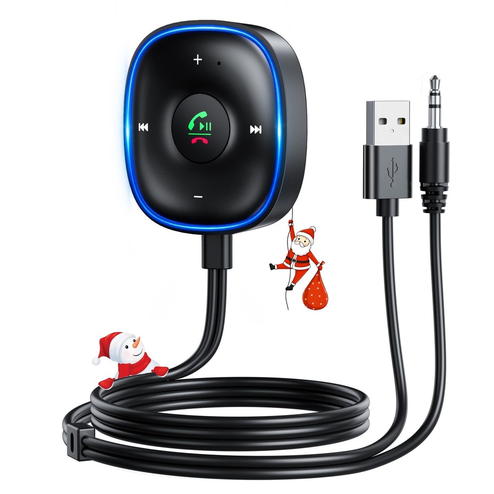 Bluetooth 5.3 Aux Car Adapter, SONRU Receiver for [Dual Black
