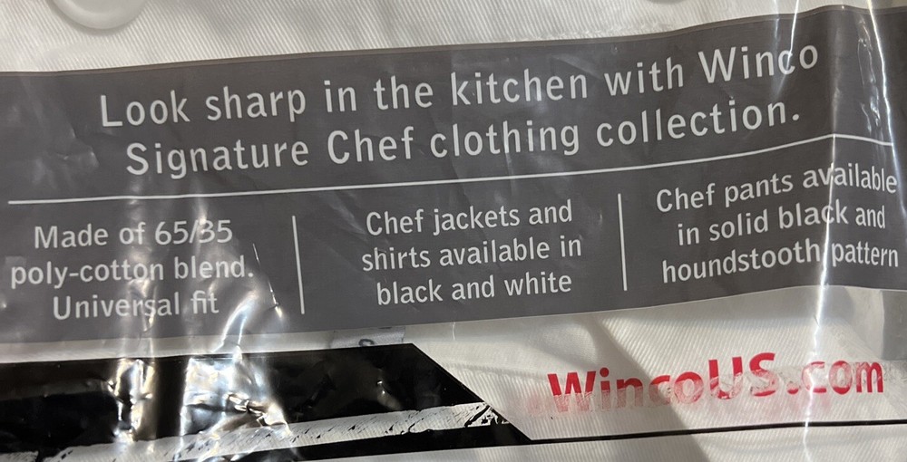 Winco Relaxed Chef's Jacket, White, S