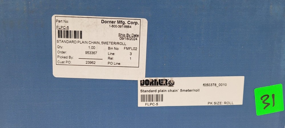 Dorner FLPC-5 5 Meter Standard Plain Chain