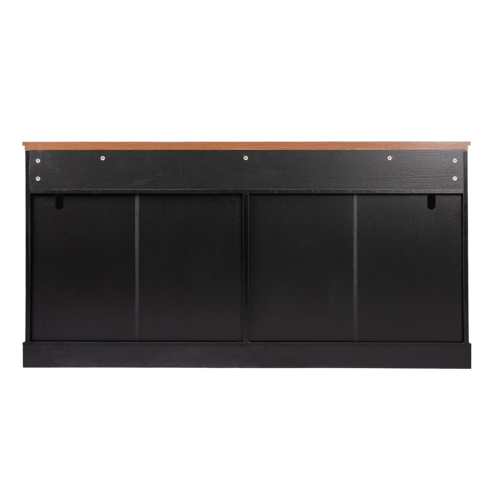 Modern Fluted Sideboard Buffet w/4 Doors & 3 Drawers for Kitchen Dining