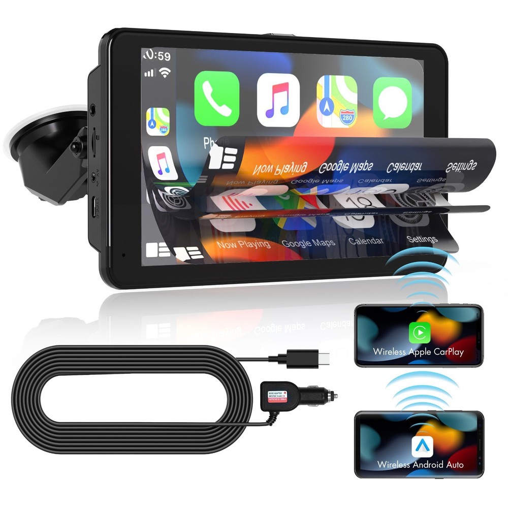 Wireless Carplay Stereo 7" Screen, Android Auto, Bluetooth, FM, Navigation, Voic